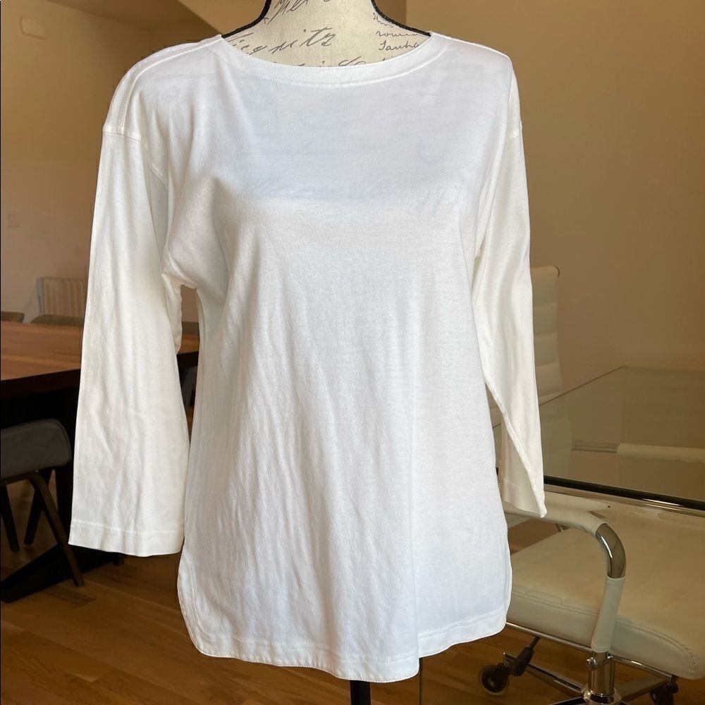 Rena Lange White 3/4 Sleeve blouse